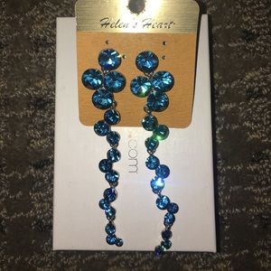 Blue Crystal Prom Earrings